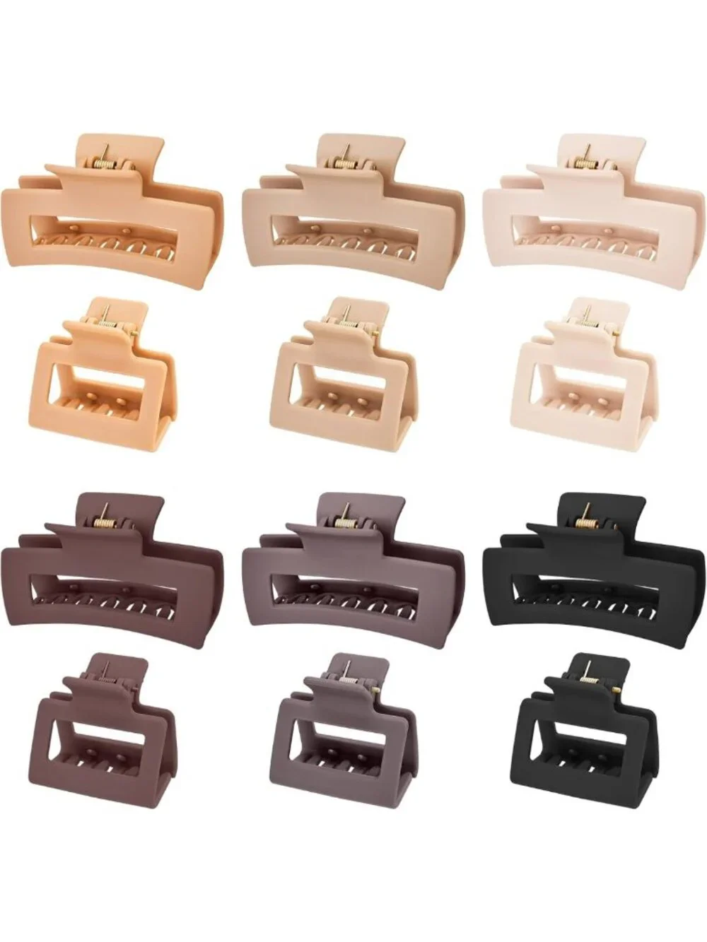 12 Pcs Hair Claw Clips for Women - Non-Slip Matte Rectangle Clips for All Hair